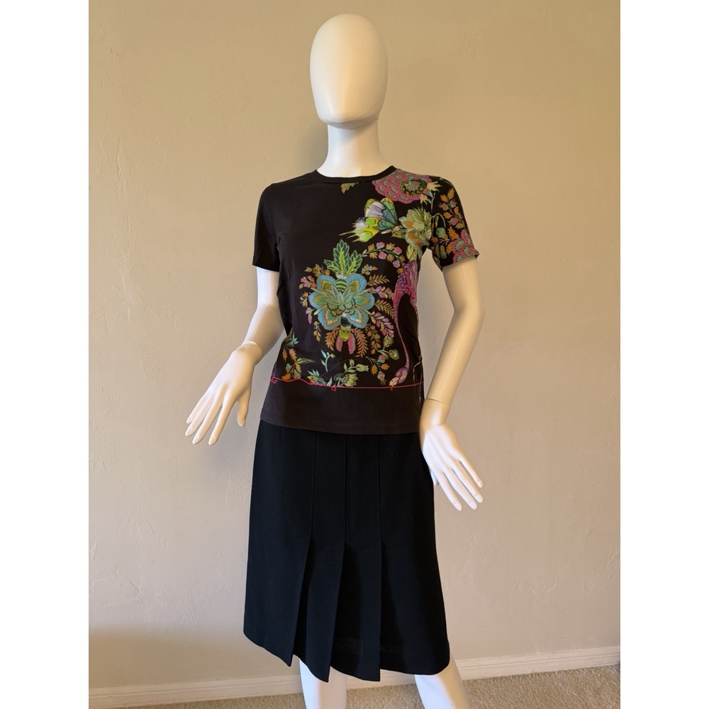 Etro Women's  Floral T-Shirt in brown with Short Sleeve unique signed IT 38 US S